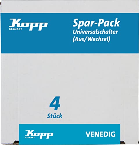 Kopp Sparpack 4 A/W-Schalter, 4 Stück, platin, 602643054 Venedig von Kopp