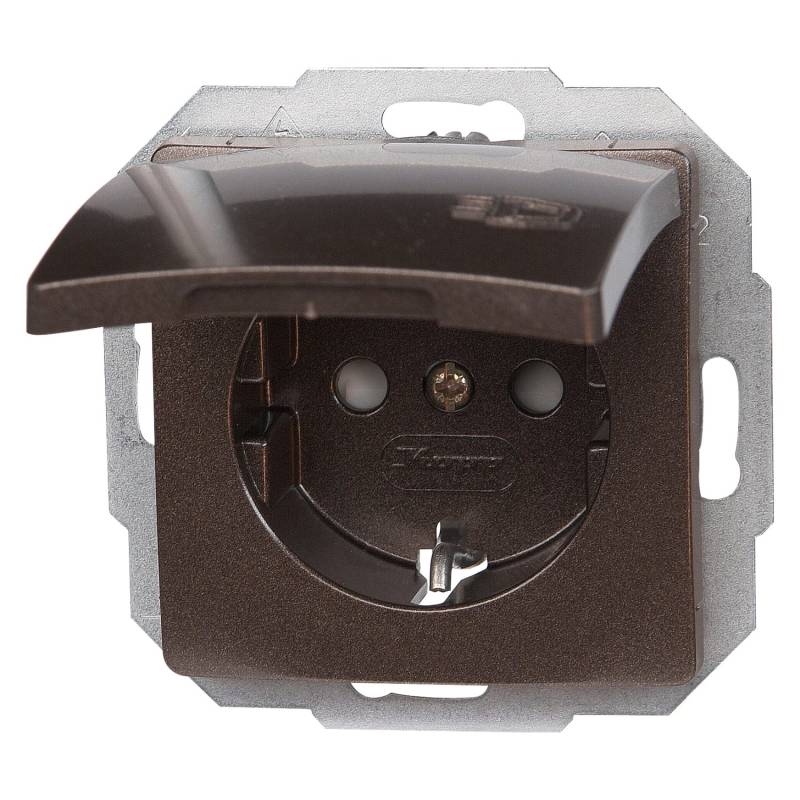 Kopp Steckdose 1-fach mit Deckel Paris Palisanderbraun von Kopp