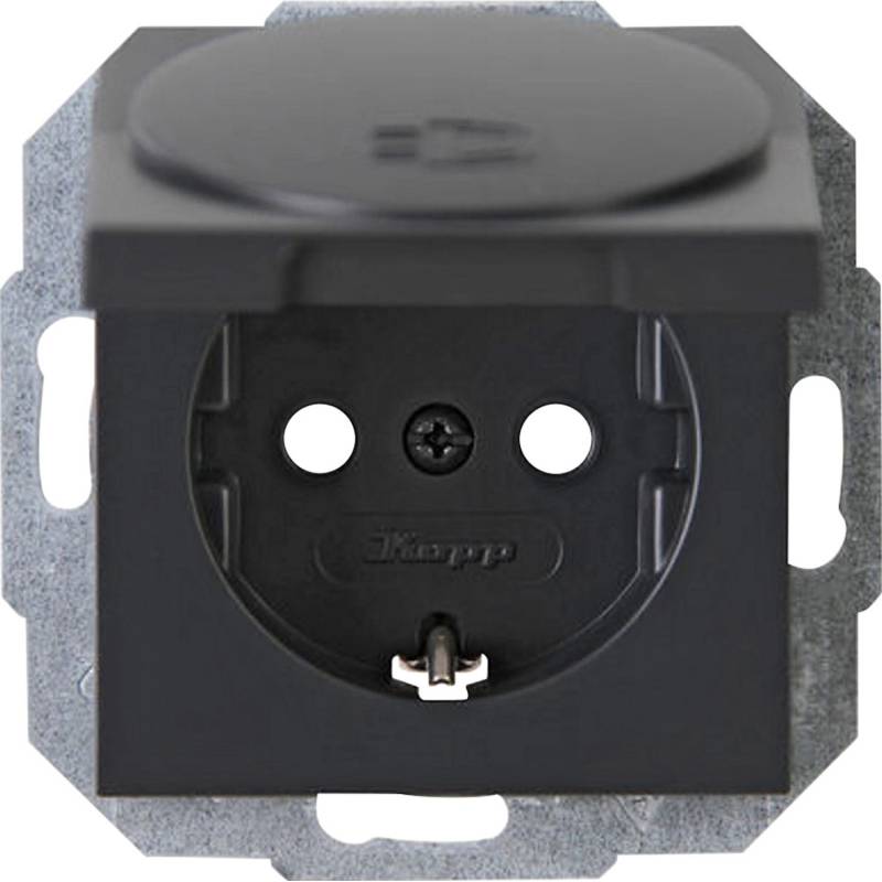 Kopp Steckdose mit Deckel 1-fach Athenis Anthrazit von Kopp