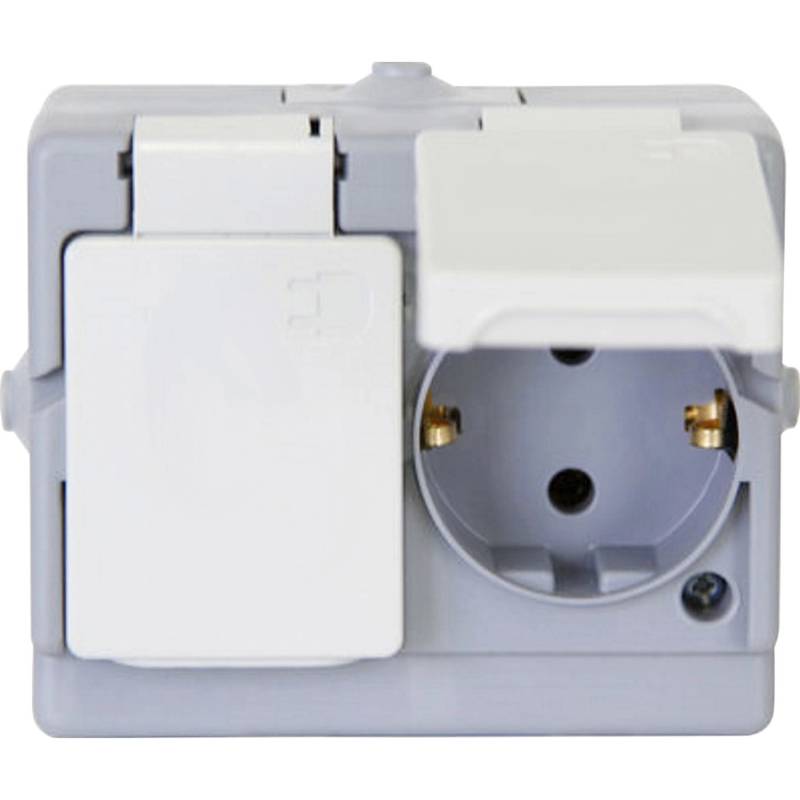 Kopp Steckdose mit Deckel 2-fach waagerecht Aufputz/Feuchtraum Arktisweiß von Kopp