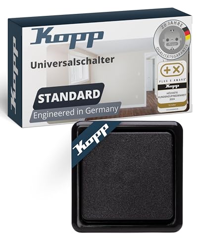 KOPP Wechselschalter Aufputz-Programm Standard, schwarz, Universal (Wechsel-Schalter), 10 A, 250 V, 513605008 von Kopp