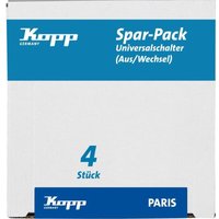 Kopp - PARIS – Profi-Pack: 4 Universalschalter (Aus-/Wechsel), Farbe: silber - 652620014 von Kopp