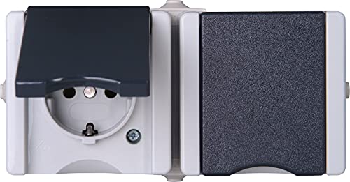 Kopp proAQA - Schutzkontakt-Steckdose, 2-Fach, Klappdeckel, Farbe: grau, 5er Pack, 950656001 von Kopp