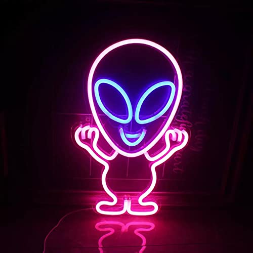 Alien pink Neonlicht LED Neon Schild Licht Lampe Kunst Party Wand Dekoration Weihnachten Nachtlicht Gaming Setup Streamer Hintergrund Beleuchtung dekorative Wandleuchte Astronaut Space Marsmännchen von Kopper-24