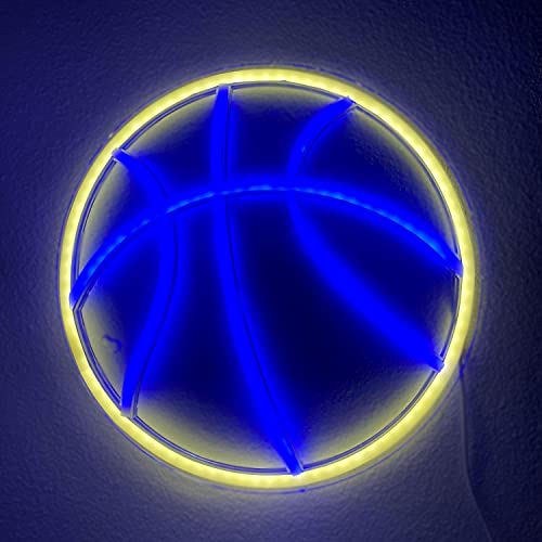 Basketball blau weiß Neonlicht LED Neon Schild USB Licht Lampe Reklame Leuchte Bar Party Nachtlicht Wand Dekoration Gaming Setup Streamer Hintergrund Beleuchtung dekorative Wandleuchte Sport Ball von Kopper-24