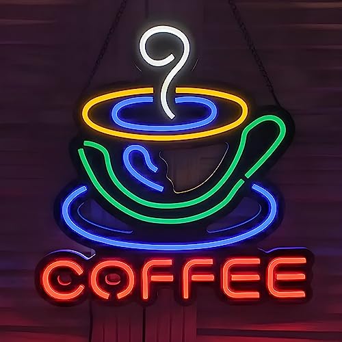 Coffee bunt Neonlicht LED Neon Schild XL Licht Lampe Reklame Leuchte Party Wand Dekoration Hintergrund Beleuchtung Deko Wandleuchte Disko BAR Deko Laden Schaufenster Kiosk Club geöffnet von Kopper-24