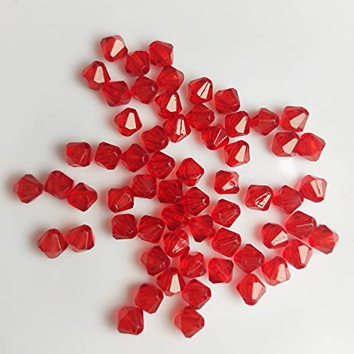 Doppelkegel/Bicone 4 mm 100 Stück - Perlen Kristall Lose Perlen mit Loch 100er Set DIY Basteln mit Loch tschechische Facettiert Beads Schmuck Acryl auffädeln Nieten Steine - Rot von Kopper-24