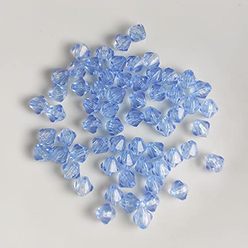 Doppelkegel/Bicone 6 mm 80 Stück - Perlen Kristall Lose Perlen mit Loch 100er Set DIY Basteln mit Loch tschechische Facettiert Beads Schmuck Acryl auffädeln Nieten Steine - Blau, Hellblau von Kopper-24