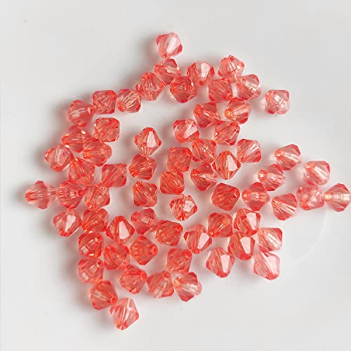 Doppelkegel/Bicone 6 mm 80 Stück - Perlen Kristall Lose Perlen mit Loch 100er Set DIY Basteln mit Loch tschechische Facettiert Beads Schmuck Acryl auffädeln Nieten Steine - Rot, Hellrot von Kopper-24