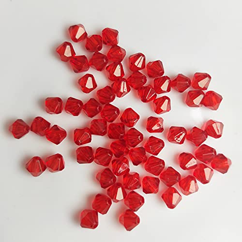 Doppelkegel/Bicone 6 mm 80 Stück - Perlen Kristall Lose Perlen mit Loch 100er Set DIY Basteln mit Loch tschechische Facettiert Beads Schmuck Acryl auffädeln Nieten Steine - Rot von Kopper-24