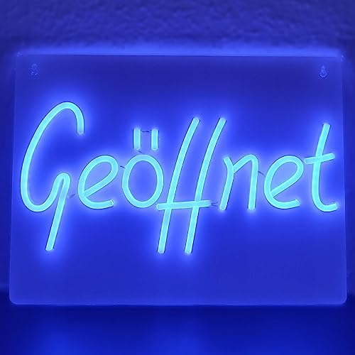 Geöffnet, blau Neonlicht LED Neon Schild USB Licht Lampe Reklame Leuchte Party Nachtlicht Wand Dekoration Hintergrund Beleuchtung Deko Wandleuchte Disko BAR Deko Laden Schaufenster Kiosk Club von Kopper-24