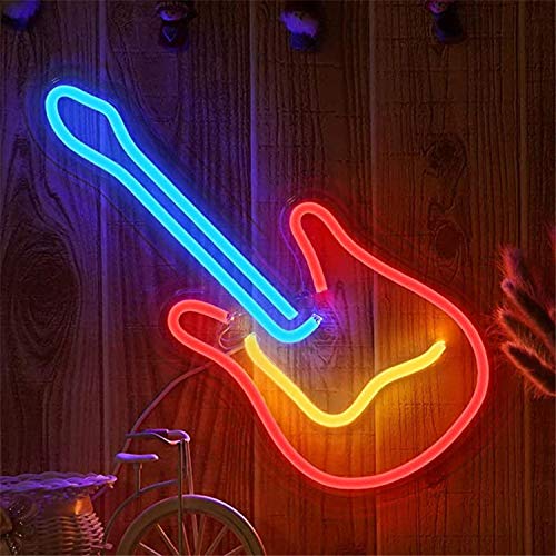 Gitarre Neonlicht LED Schild USB Beleuchtung Leuchtreklame Reklame Licht, Kunst Neonlichter Bar Party Wand Dekoration Weihnachten Geburtstag Wohnzimmer Kindergeschenk dekorative Wandbeleuchtung Musik von Kopper-24