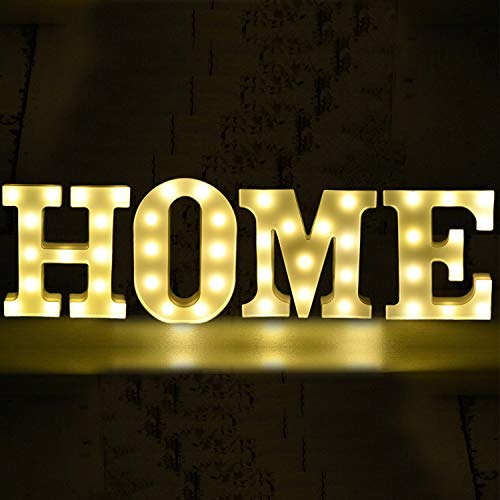 Home Schriftzug - LED Deko Buchstaben - 22 cm - Lampe beleuchtet Hinstellen Hochzeit Schriftzug Wort Batterie Lechtdeko Alphabet Ja Liebe Romantisch Wohnzimmer Leuchtbuchstaben Nachtlicht Dekoration von Kopper-24