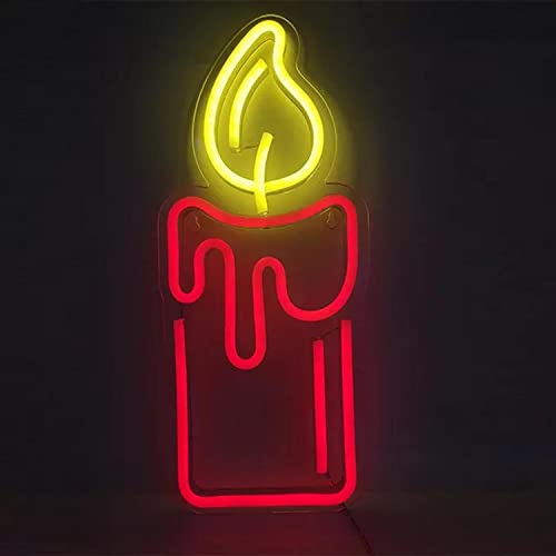 Kerze rot Neonlicht LED Neon Schild USB Licht Lampe Reklame Leuchte Kunst Bar Party Nachtlicht Wand Dekoration Gaming Setup Streamer Hintergrund Beleuchtung dekorative Wandleuchte Weihnachten von Kopper-24