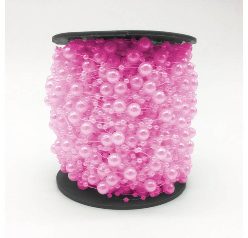 Kopper-24 Bastelperlen 5 Perlengirlanden, ca. 120 cm länge, 8 mm Perlen, Pink hell von Kopper-24