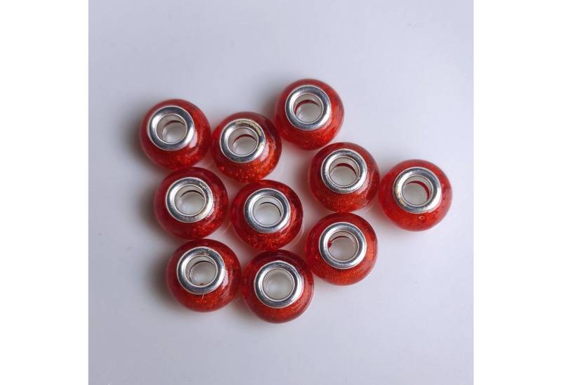 Kopper-24 Bastelperlen Großloch Spacer Charm Perlen Rondelle Glitzer, 14 mm, 10 Stück, Orange Kopper-24 Bastelperlen Großloch Spacer Charm Perlen Rondelle Glitzer, 14 mm, 10 Stück, Orange von Kopper-24