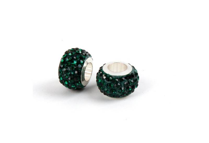 Kopper-24 Bastelperlen Großloch Spacer Charm Perlen Rondelle Stassperlen glitzernd 12 mm, 10 von Kopper-24