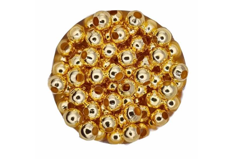 Kopper-24 Bastelperlen Metall Perlen Großlochperlen 3 mm, ca. 100 Stück, Goldfarben, (100-tlg) von Kopper-24