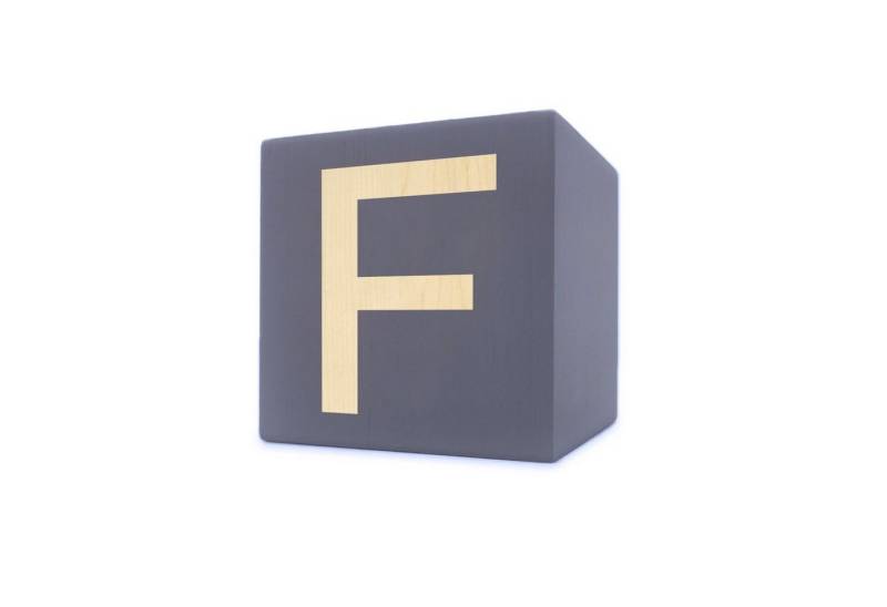 Kopper-24 Deko-Buchstaben Holzbuchstabe Würfel, 5 x 5 cm, grau, Buchstabe F von Kopper-24