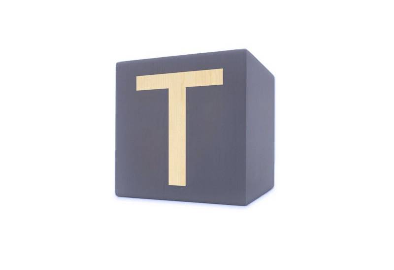 Kopper-24 Deko-Buchstaben Holzbuchstabe Würfel, 5 x 5 cm, grau, Buchstabe T von Kopper-24