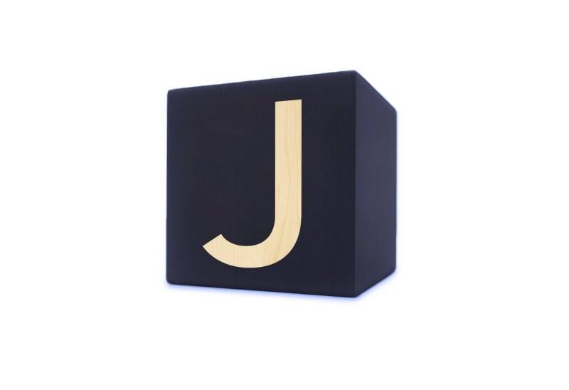 Kopper-24 Deko-Buchstaben Holzbuchstabe Würfel, 5 x 5 cm, schwarz, Buchstabe J von Kopper-24