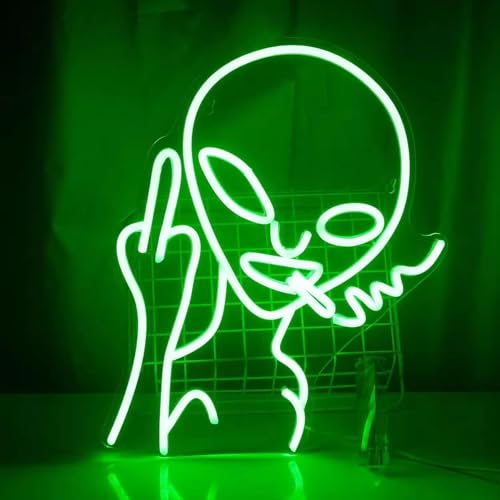 NEON LED Licht, dekorative Wand-Leuchte, Alien mit Kippe, grün, ca. 40.5 x 30 x 2 cm, Deko-Licht, Wohnzimmer, Gaming-Zimmer, Nachtlicht für Schlafzimmer, Gamer Design-Lampe, USB-Betrieb NEON LED Licht, dekorative Wand-Leuchte, Alien mit Kippe, grün, ca. 40.5 x 30 x 2 cm, Deko-Licht, Wohnzimmer, Gaming-Zimmer, Nachtlicht für Schlafzimmer, Gamer Design-Lampe, USB-Betrieb von Kopper-24