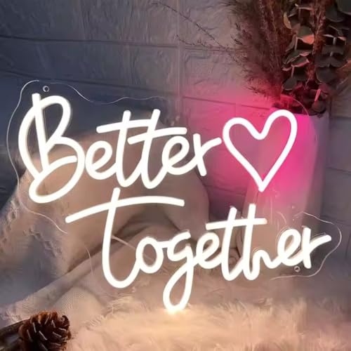 NEON LED Licht, dekorative Wand-Leuchte, Better Together, weiß pink, ca. 40 x 30 x 2 cm, Deko-Licht, Wohnzimmer, Gaming-Zimmer, Nachtlicht für Schlafzimmer, Gamer Design-Lampe, USB-Betrieb NEON LED Licht, dekorative Wand-Leuchte, Better Together, weiß pink, ca. 40 x 30 x 2 cm, Deko-Licht, Wohnzimmer, Gaming-Zimmer, Nachtlicht für Schlafzimmer, Gamer Design-Lampe, USB-Betrieb von Kopper-24