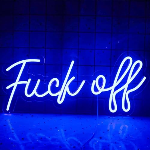 NEON LED Licht, dekorative Wand-Leuchte, Fuck off, blau, ca. 44 x 20 cm, Deko-Licht, Wohnzimmer, Gaming-Zimmer, Nachtlicht für Schlafzimmer, Gamer Design-Lampe, USB-Betrieb NEON LED Licht, dekorative Wand-Leuchte, Fuck off, blau, ca. 44 x 20 cm, Deko-Licht, Wohnzimmer, Gaming-Zimmer, Nachtlicht für Schlafzimmer, Gamer Design-Lampe, USB-Betrieb von Kopper-24