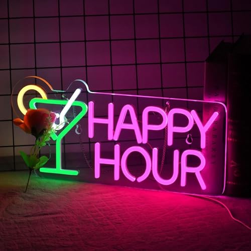 NEON LED Licht, dekorative Wand-Leuchte, HAPPY HOUR, grün pink, ca. 42 x 22 x 2 cm, Deko-Licht, Wohnzimmer, Gaming-Zimmer, Nachtlicht für Schlafzimmer, Gamer Design-Lampe, USB-Betrieb NEON LED Licht, dekorative Wand-Leuchte, HAPPY HOUR, grün pink, ca. 42 x 22 x 2 cm, Deko-Licht, Wohnzimmer, Gaming-Zimmer, Nachtlicht für Schlafzimmer, Gamer Design-Lampe, USB-Betrieb von Kopper-24