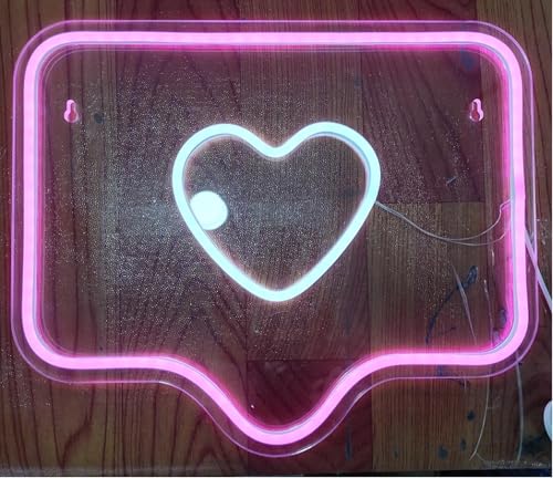 NEON LED Licht, dekorative Wand-Leuchte, Herz Sprechblase pink weiß, ca. 34 x 28 cm, Deko-Licht, Wohnzimmer, Gaming-Zimmer, Nachtlicht für Schlafzimmer, Gamer Design-Lampe, USB-Betrieb NEON LED Licht, dekorative Wand-Leuchte, Herz Sprechblase pink weiß, ca. 34 x 28 cm, Deko-Licht, Wohnzimmer, Gaming-Zimmer, Nachtlicht für Schlafzimmer, Gamer Design-Lampe, USB-Betrieb von Kopper-24