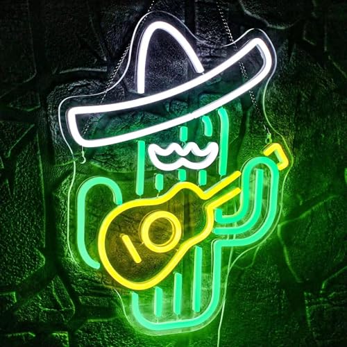 NEON LED Licht, dekorative Wand-Leuchte, Kaktus mit Girarre, grün, ca. 41 x 32,8 x 2 cm, Deko-Licht, Wohnzimmer, Gaming-Zimmer, Nachtlicht für Schlafzimmer, Gamer Design-Lampe, USB-Betrieb NEON LED Licht, dekorative Wand-Leuchte, Kaktus mit Girarre, grün, ca. 41 x 32,8 x 2 cm, Deko-Licht, Wohnzimmer, Gaming-Zimmer, Nachtlicht für Schlafzimmer, Gamer Design-Lampe, USB-Betrieb von Kopper-24