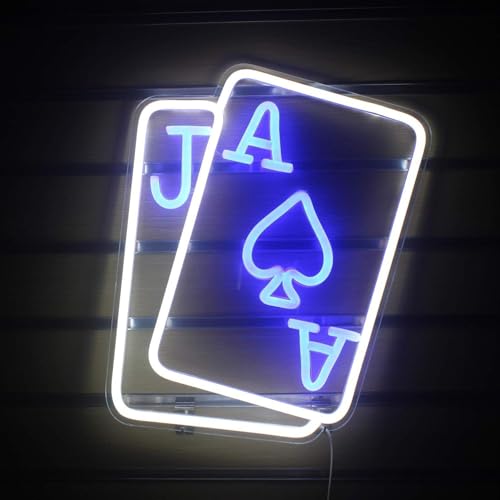 NEON LED Licht, dekorative Wand-Leuchte, Spielkarten, blau weiß, ca. 40 x 31 x 2 cm, Deko-Licht, Wohnzimmer, Gaming-Zimmer, Nachtlicht für Schlafzimmer, Gamer Design-Lampe, USB-Betrieb NEON LED Licht, dekorative Wand-Leuchte, Spielkarten, blau weiß, ca. 40 x 31 x 2 cm, Deko-Licht, Wohnzimmer, Gaming-Zimmer, Nachtlicht für Schlafzimmer, Gamer Design-Lampe, USB-Betrieb von Kopper-24