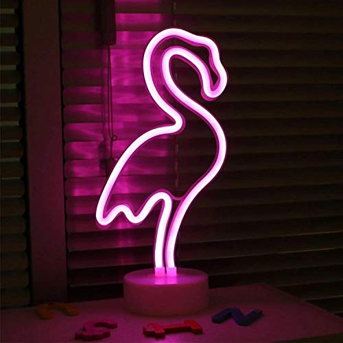 Neonlicht Pelikan pink Nachtlicht mit Fuß Sockel NEON LED Licht batteriebetrieben Aufsteller Tischlampe Leuchtreklame Lampe Leuchte Dekoration Kinderzimmer, Schlafzimmer, Wohnzimmer, Party Weihnachten von Kopper-24