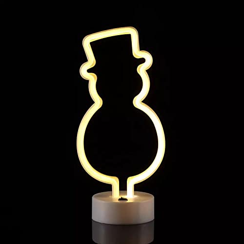 Neonlicht Schneemann weiß mit Fuß Sockel NEON LED Licht batteriebetrieben Aufsteller Tischlampe Leuchtreklame Lampe Leuchte Dekoration Kinderzimmer Schlafzimmer Beleuchtung Party Nachtlicht Stand von Kopper-24