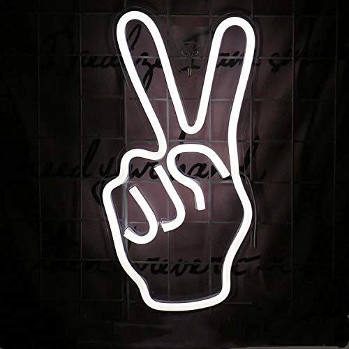 Peace Finger Neonlicht LED Schild USB Beleuchtung Leuchtreklame Reklame Licht, Kunst Neonlichter Bar Party Wand Dekoration Geburtstag Wohnzimmer Kindergeschenk dekorative Wandbeleuchtung Jugendzimmer von Kopper-24