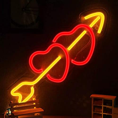 Rote Herzen mit Pfeil Neonlicht LED Neon Schild USB Licht Lampe Reklame Bar Party Wand Dekoration Weihnachten Nachtlicht Gaming Setup Streamer Hintergrund Beleuchtung dekorative Wandleuchte Liebe von Kopper-24