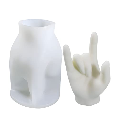 Silikon Kerzenform, Hand drei Finger, 125 x 85 x 59 mm, 130 ml Silikonform 3D Kerzengießen Gussform Form Kerzen Herstellung Seifenform Kerze Basteln Party Dekoration DIY Handzeichen Rock von Kopper-24