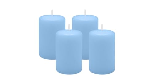 4er Set Adventskranzkerzen Blue Bell Hellblau Ø 50 x 80 mm von Kopschitz Kerzen
