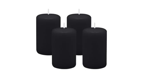 4er Set Adventskranzkerzen Schwarz Ø 50 x 80 mm von Kopschitz Kerzen