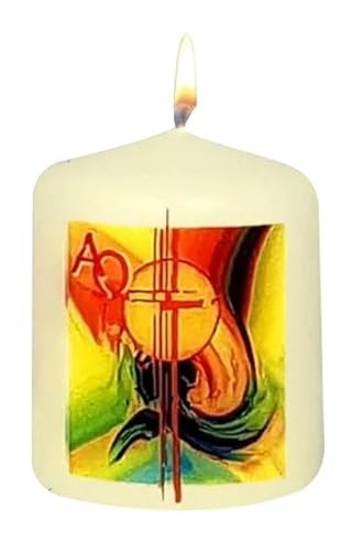 Kopschitz Kerzen Osterkerze bunt, Sonne, A und O, ohne Jahreszahl, 60 x 50 mm, Unparfümiert von Kopschitz Kerzen
