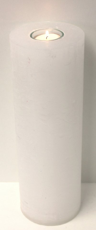 Kopschitz Kerzen Rustic-Kerze Rustic Kerzen Weiß 25 x 8 cm, mit Teelichteinsatz von Kopschitz Kerzen