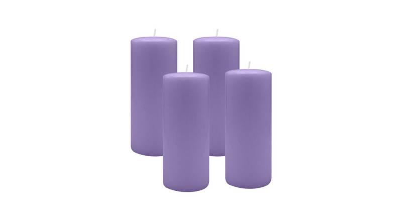 Kopschitz Kerzen Stumpenkerze 4er Set Stumpenkerzen/Adventskranzkerzen Lavendel-Lilac Ø 70 x 180 mm von Kopschitz Kerzen
