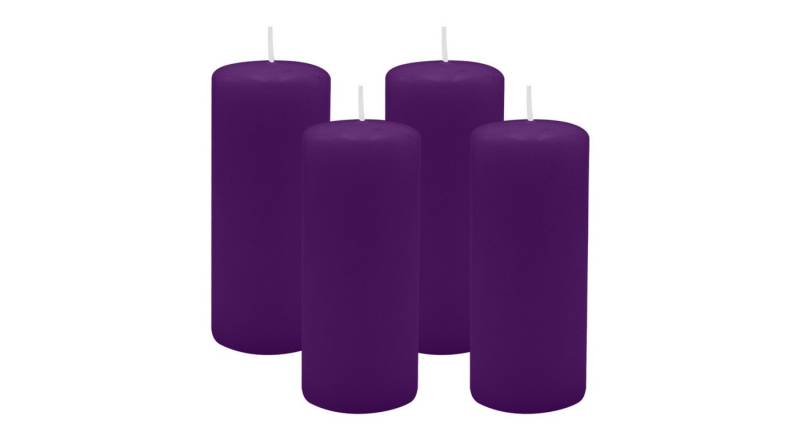 Kopschitz Kerzen Stumpenkerze 4er Set Stumpenkerzen/Adventskranzkerzen Violett Ø 50 x 120 mm von Kopschitz Kerzen