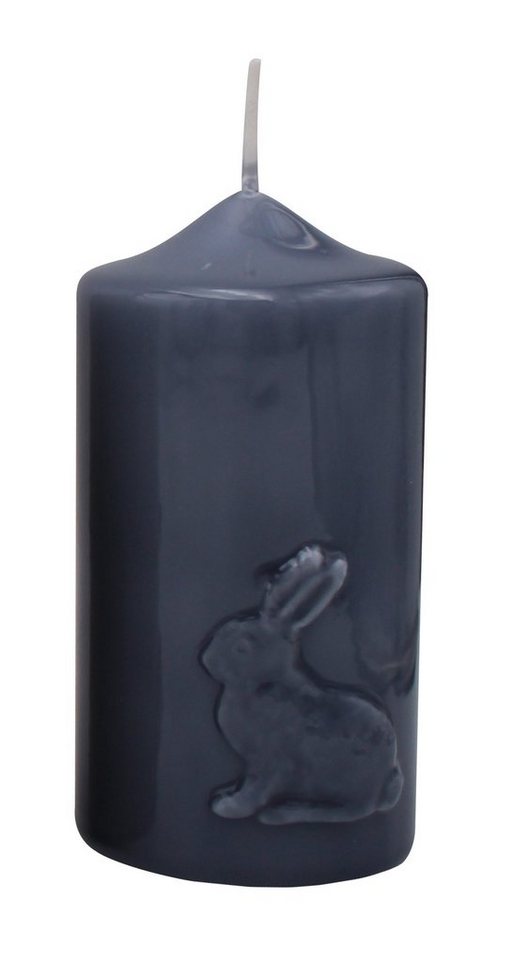Kopschitz Kerzen Stumpenkerze Kerze Ostern "Hase" Blau-Grau gelackt 120 x Ø 60 mm, 1 Stück von Kopschitz Kerzen