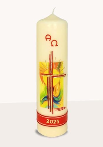 Kopschitz Osterkerze bunt, Kreuz Gold, Abschlussband A und O, JZ 270 x Ø 70 mm Kopschitz Osterkerze bunt, Kreuz Gold, Abschlussband A und O, JZ 270 x Ø 70 mm von Kopschitz