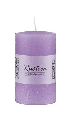 Kopschitz Rustikale durchgefärbte Kerze Flieder, 50 x 50 mm, Stumpenkerze, rußarm, tropffrei, RAL Kerzengüte Qualität von Kopschitz