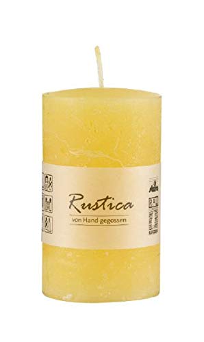 Kopschitz Rustikale durchgefärbte Kerze Gelb, 200 x 70 mm, Stumpenkerze, rußarm, tropffrei, RAL Kerzengüte Qualität von Kopschitz