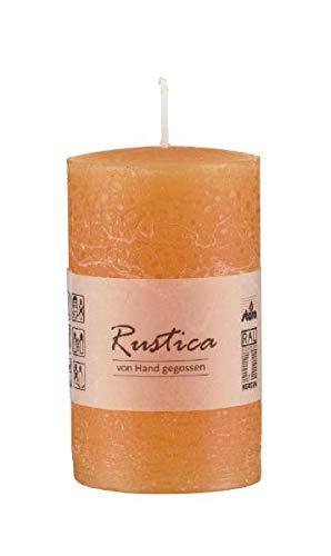 Kopschitz Rustikale durchgefärbte Kerze Orange, 50 x 50 mm, Stumpenkerze, rußarm, tropffrei, RAL Kerzengüte Qualität von Kopschitz