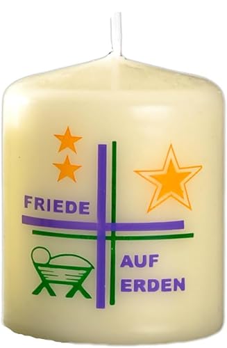 Kopschitz Weihnachtskerze Friede auf Erden 3-farbig in Elfenbein 60 x Ø 50 mm, 1 Stück von Kopschitz