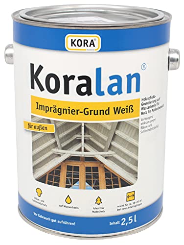 Koralan® Imprägniergrund Weiß Holzschutz-Grundierung 2,5L von Koralan